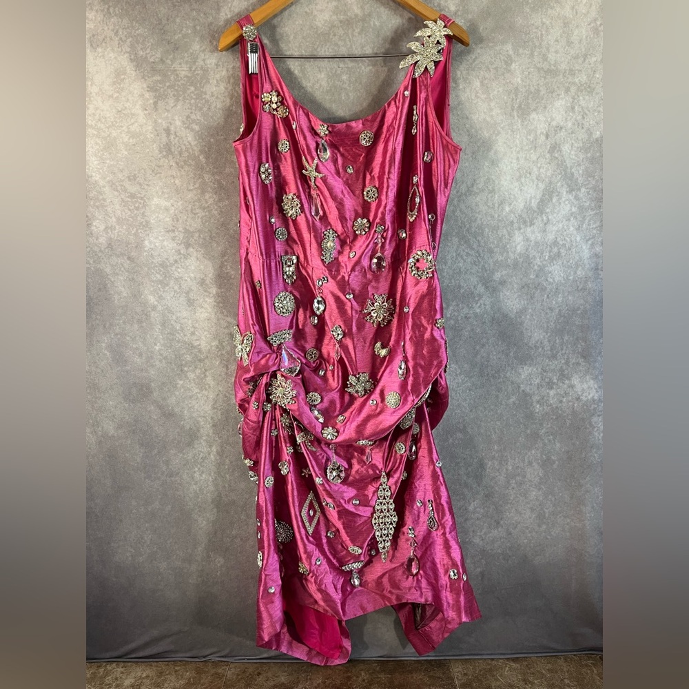Evening Gown Womens XS Pink Glass Jewels Broches Rhinestones Prom *See Descrip*